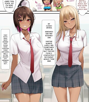 Umi no Ie de Baito shitetara Kuro Gyaru Doukyuusei ni Gyaku Nan sarete Asedaku Doutei Sotsugyou shita Natsu no Hi | Was working at a Beach when Two Tanned Gals Seduced Me & Popped My Cherry on a Sweaty Summer Day comic porn sex 4